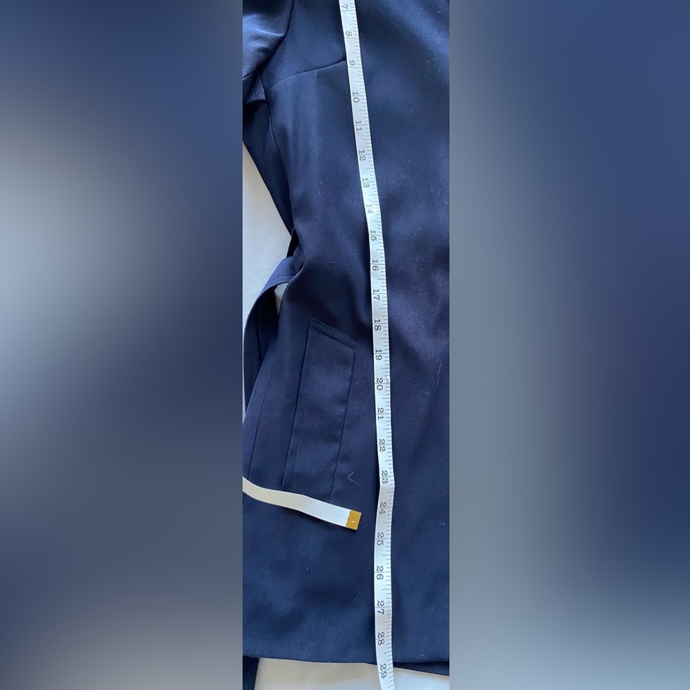 Vintage Linea Navy Blue Belted Women's Trench Coat Classic Chic - Picture 11 of 16